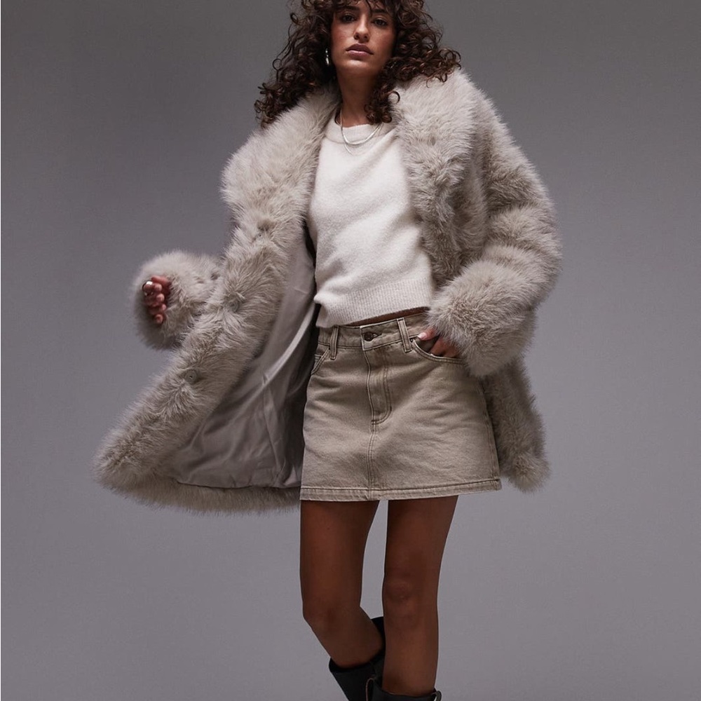Rare, SOLD OUT size S NWT Topshop Faux Fur Coat from Nordstrom.